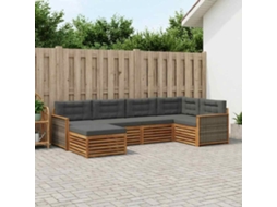 Vidaxl Conjunto De Sofás Para Exterior 6 Pcs Natural E Antracite