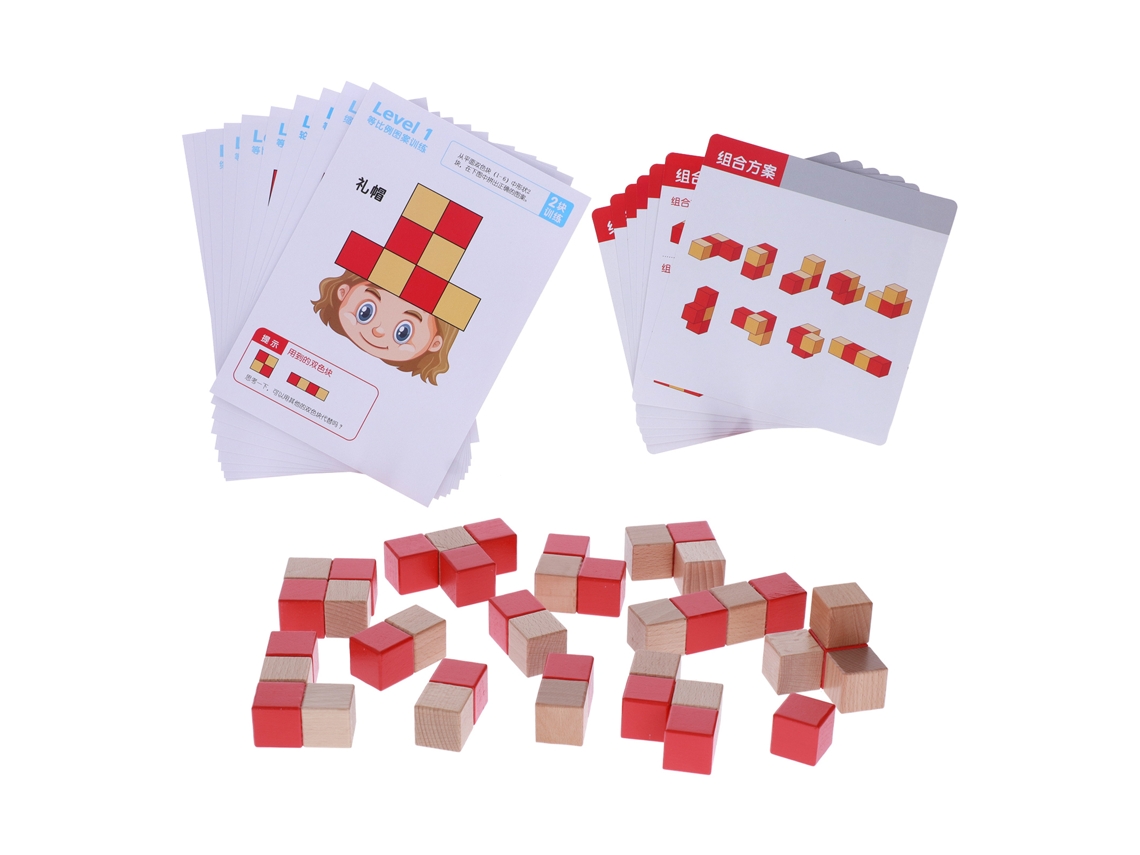 Mali conjunto de Blocos de Madeira 13 Peças 2 Cores Brinquedo Educativo para Crianças a Partir de 3 Anos