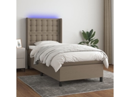Cama Box Spring Colchão/led 90x190cm Tecido Cinza-acastanhado