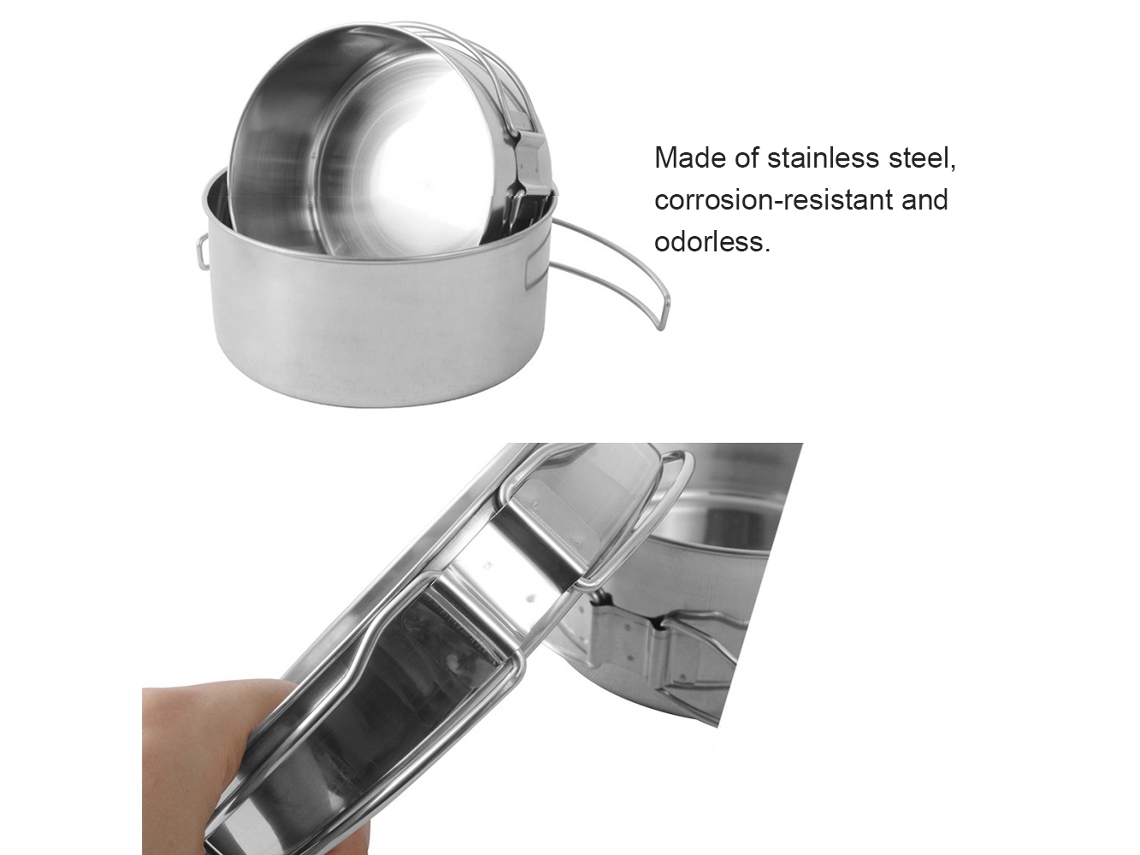 Conjunto 8 Panelas Aço Inox Camping Antiaderente