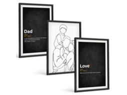 Conjunto De Pinturas Arte De Linha Familiar, Amor, Paternidade Espelharte (3 Peças 40x60 Cm)