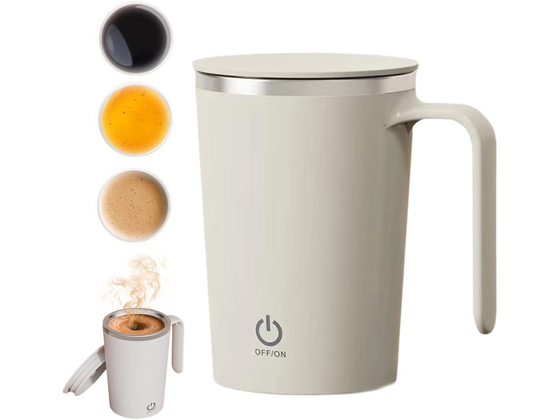Nova Caneca De Café Magnética Automática, Caneca De Café Automática Recarregável Com Indicador De Temperatura (bege)
