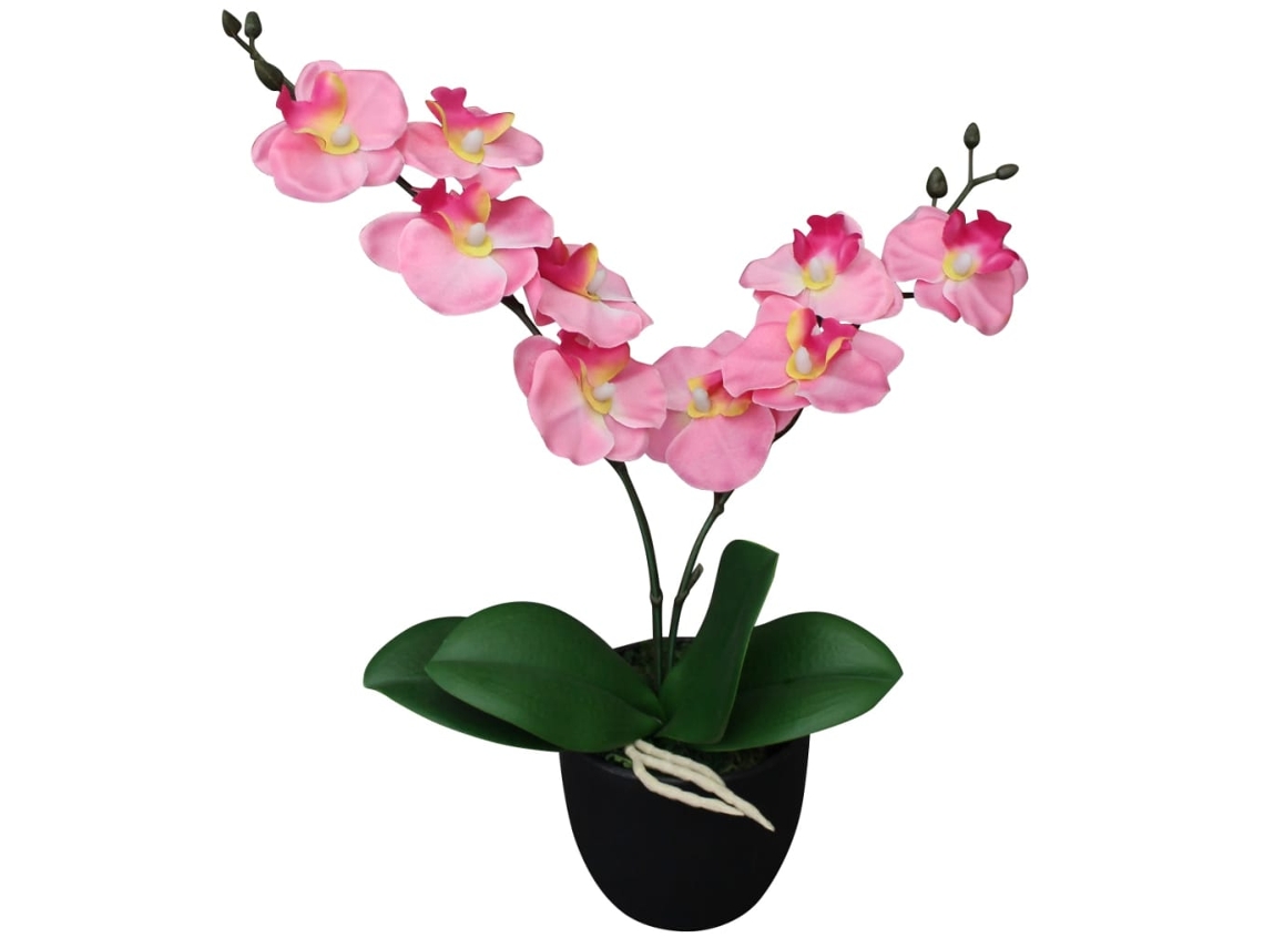 Vidaxl Planta Orquídea Artificial Com Vaso 30 Cm Rosa