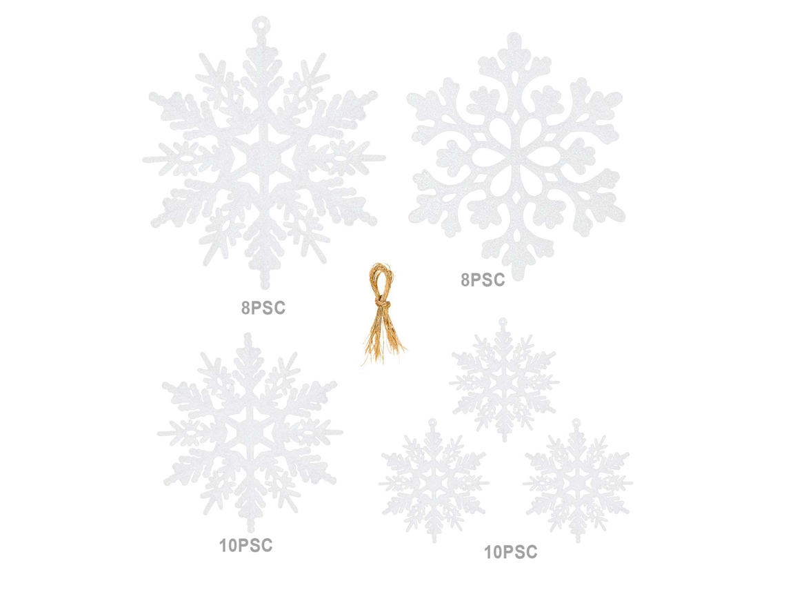 Laxiscreed Conjunto De 36 Flocos De Neve De Plástico Para Decoração De Natal Com Fita De Enfeite