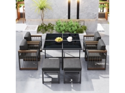 Conjunto de Mesa e Cadeiras VELTRIX para exterior, 7 peças, vidro temperado