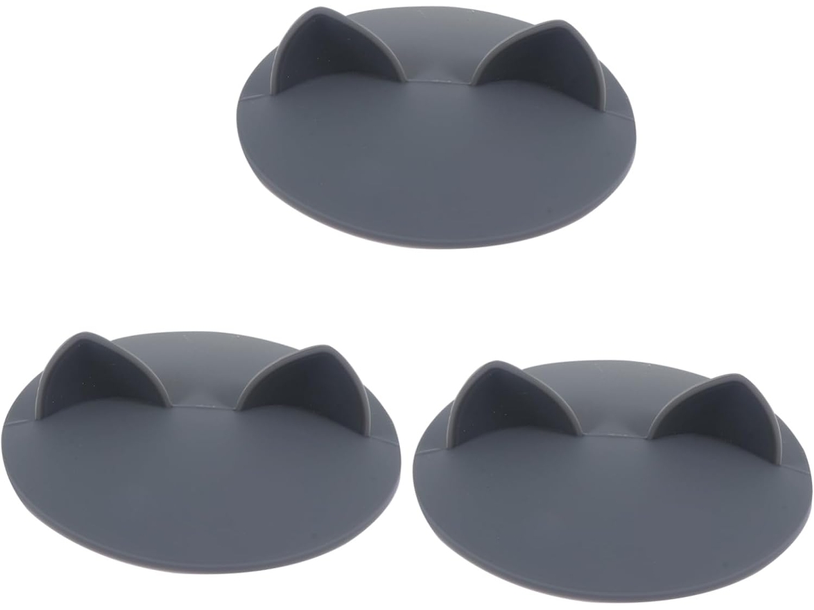 De Silicone Cinza Para Copos Com Design De Orelhas De Gato, Flexível E Reutilizável, Compatível Com Gokoco
