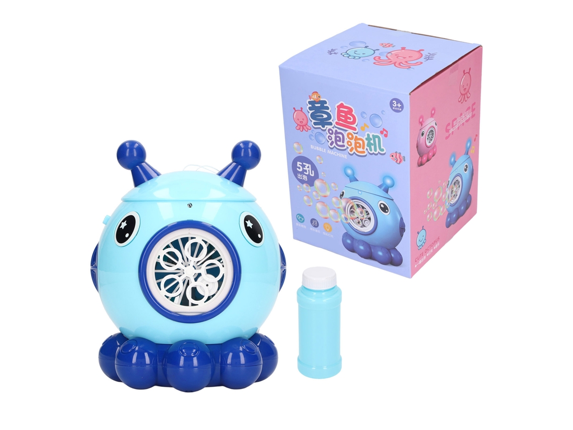 Mali máquina de Bolhas Automática 5 Orifícios com Luz e Música Brinquedo Infantil Azul Claro