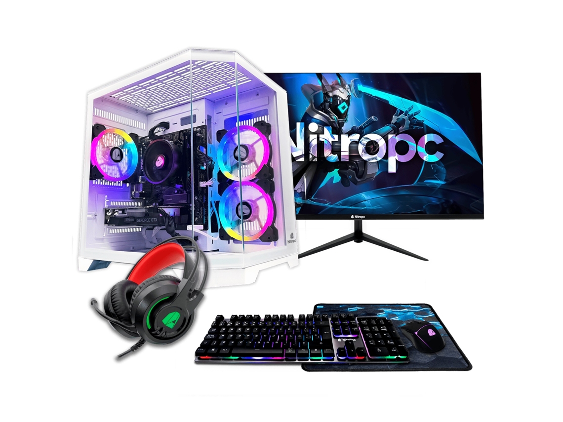 PC Gaming Nitropc Pack Silver Plus Branco – AMD Ryzen 5 5500, RTX 3050 8GB, 16GB DDR4, 1TB M2, Win11 Pro, Acessórios + monitor 24" FHD 165Hz IPS