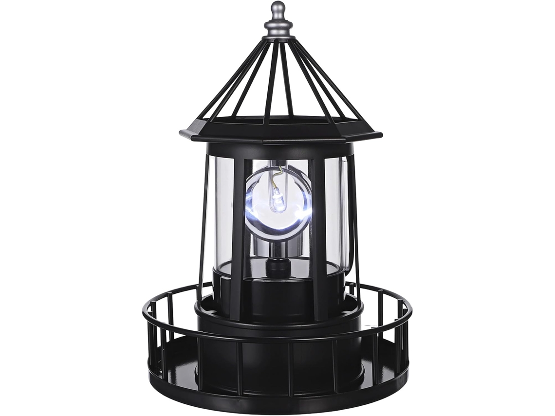 Farol Solar Giratório De 360 Graus Em Abs E Ferro, Luminária Solar Externa Para Jardim Ou Pátio.