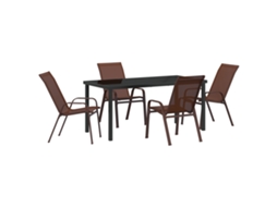 Conjunto 5 De Jantar Para Jardim Vidaxl Marrom Textilene E Aço