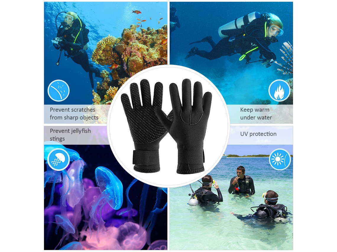Luvas De Neoprene 3mm Quentes Para Mergulho Scuba Surf Natação Kayak Anti-deslizante Inverno