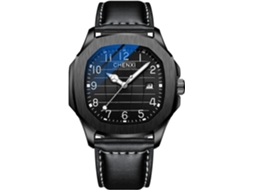 Lurelia Relógio Masculino, Movimento De Quartzo, Data/calendário, Luminoso, 40 Mm, Aço Inoxidável, Couro, Resistente À Água 30m, Preto, Dourado