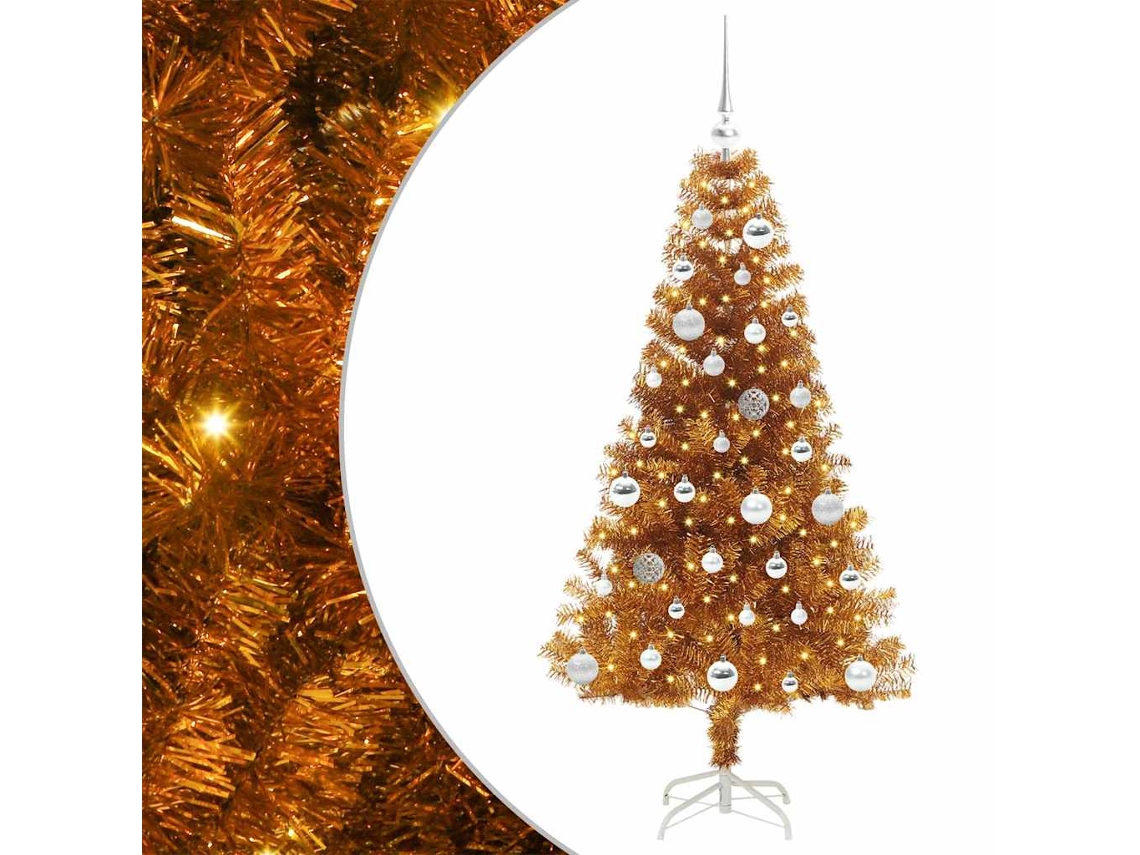 Árvore De Natal Artificial Com Led Vidaxl Dourado Plástico (150 Cm)