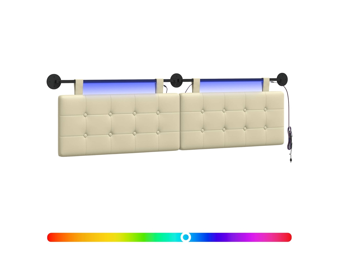 Conjunto 1 Cabeceira Suspensa Vidaxl Creme Couro Sintético (170 X 55 X 5 Cm)