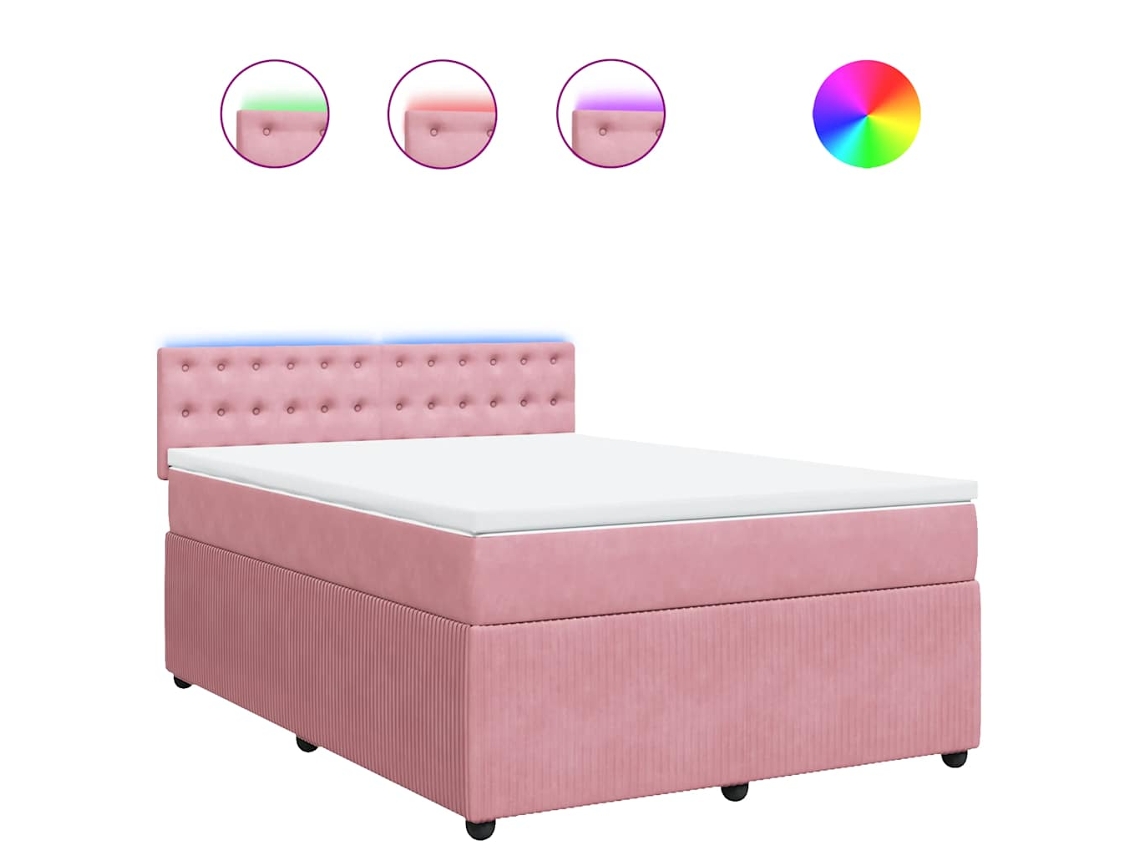 Cama com Molas/colchão 160x200 Cm Veludo Rosa MAISON EXCLUSIVE