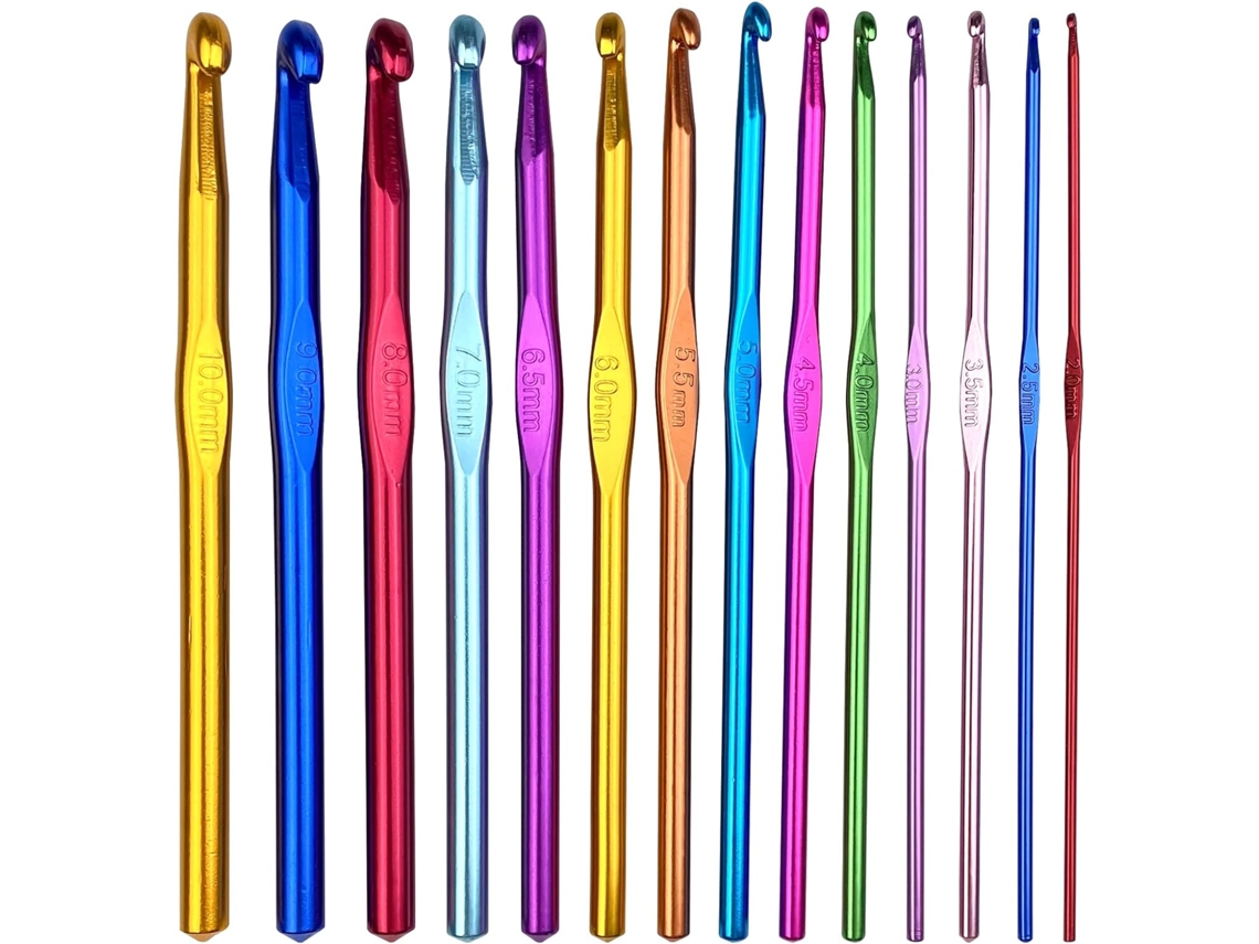 14 Peças Agulhas De Crochê De Alumínio Ferramentas De Tricô Multicoloridas 2 10mm Aquaforge
