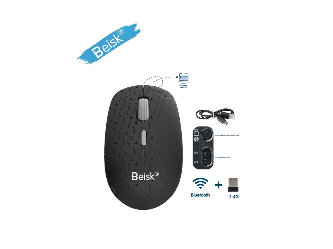 Dual Mode Wireless Mouse, Bluetooth/2.4g Switchable, Rechargeable Quiet Office Mouse Beisk
