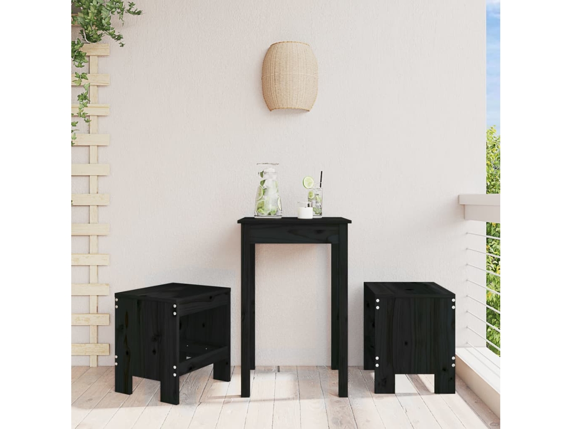 Vidaxl Bancos De Jardim 2 Pcs 40x36x45 Cm Pinho Maciço Preto