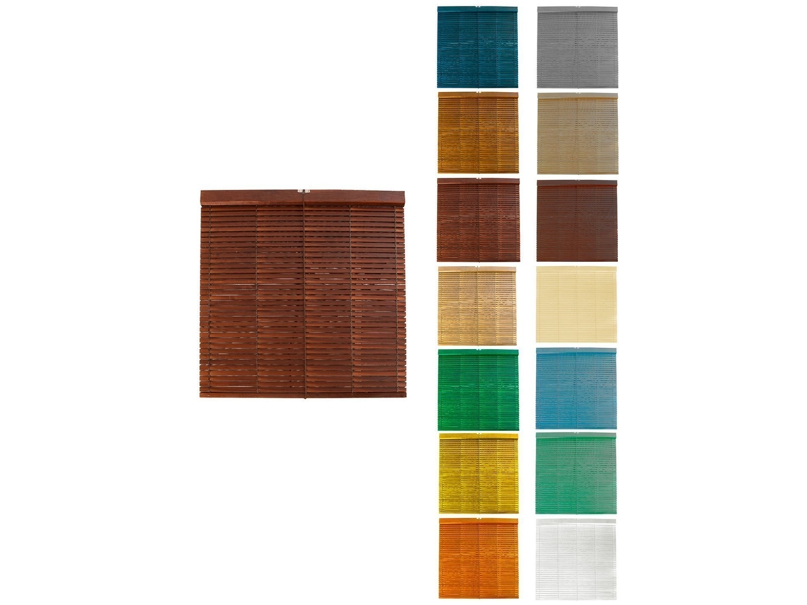 Persiana De Madera Alicantina Con Polea Metálica - Estor Enrollable Para Ventanas, Puertas, Salón Nogal (barnizada) 75 X 100 Cm
