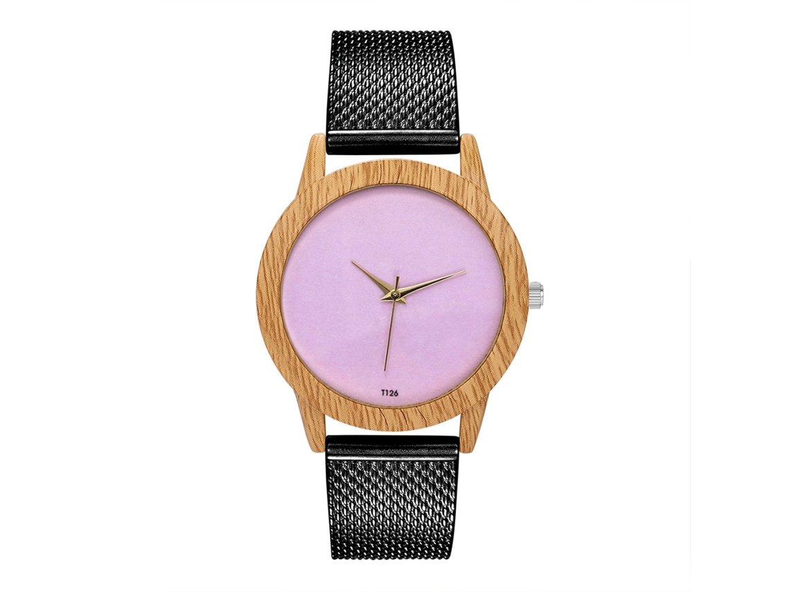 Relógio de pulso unissex com pulseira de malha, estilo simples, mostrador redondo, quartzo, preto, Zhoulianfa