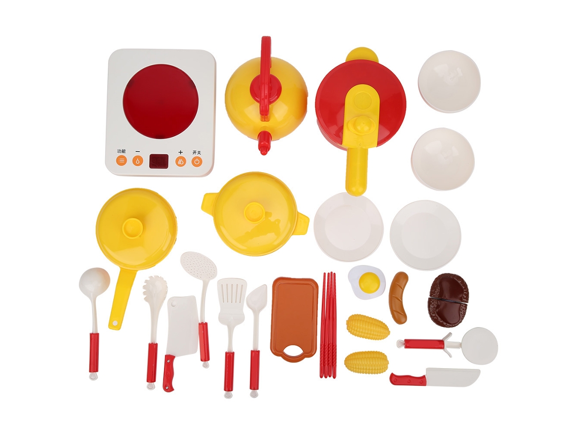 Primerox conjunto de Brinquedos de Cozinha 25pcs com Panelas, Utensílios e Comida para Brincar de Fazer Comida
