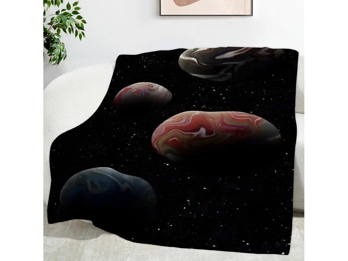 Manta Planeta Galáxia 150x200 Cm Multifuncional Macia e Aconchegante de Flanela para Cama Cobertor Cochilo no