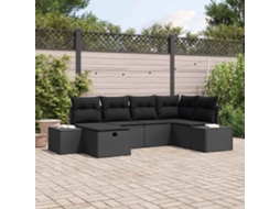 Vidaxl Conjunto de Sofás com Almofada 6 Pcs Vime Pe