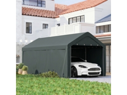 Abrigo Externo Para Carros 590x300x280 Cm, Garagem Anti Uv Com Laterais Removíveis E 2 Portas, Cinza Escuro