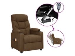 Vidaxl Poltrona De Massagens Elétrica Reclinável Tecido Castanho