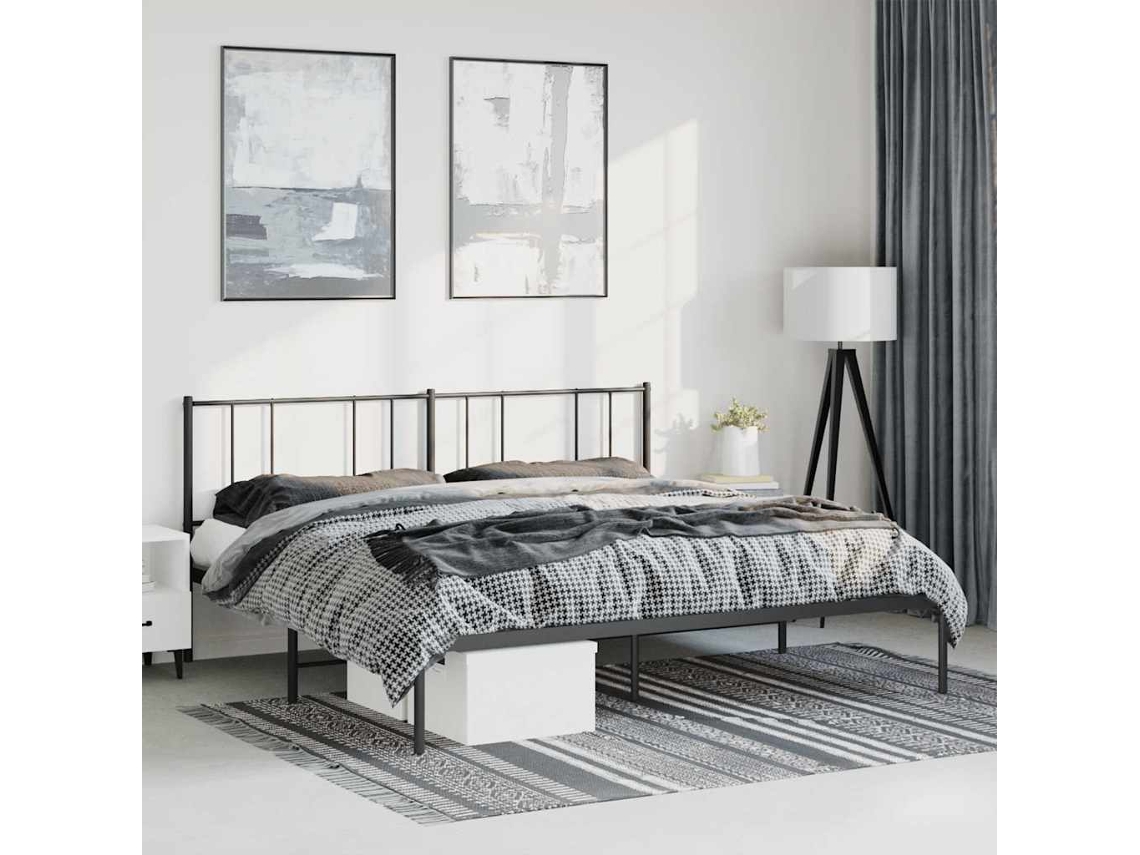 Vidaxl Estrutura De Cama Com Cabeceira 193x203 Cm Metal Preto