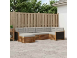 Vidaxl Conjunto De Sofás Para Exterior 6 Pcs Natural E Cinzento-claro