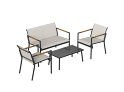 Conjunto Jardim 4p, Sofá 2l, 2 Poltronas, Mesa Metal, Lounge Respirável. Ge