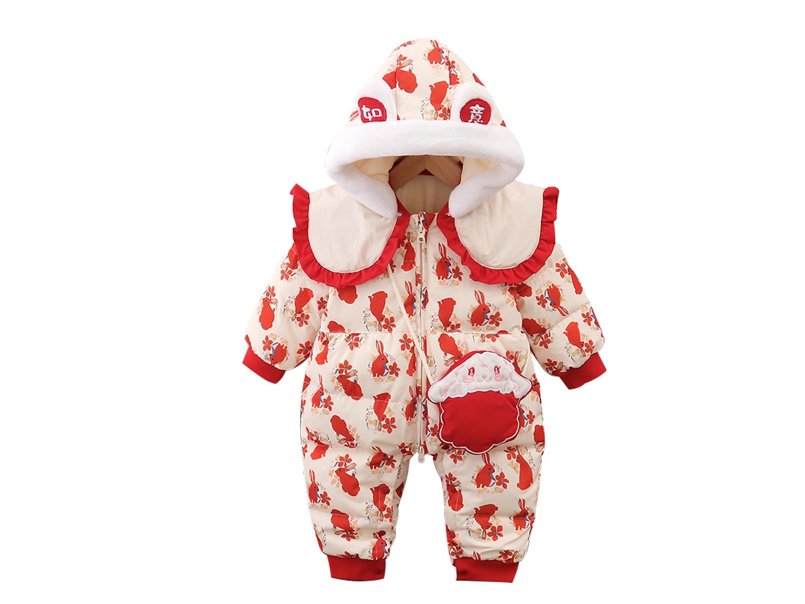 Roupas de Natal Coelho Pequeno Macacão de Inverno Engrossado Macacão Infantil 66Cm