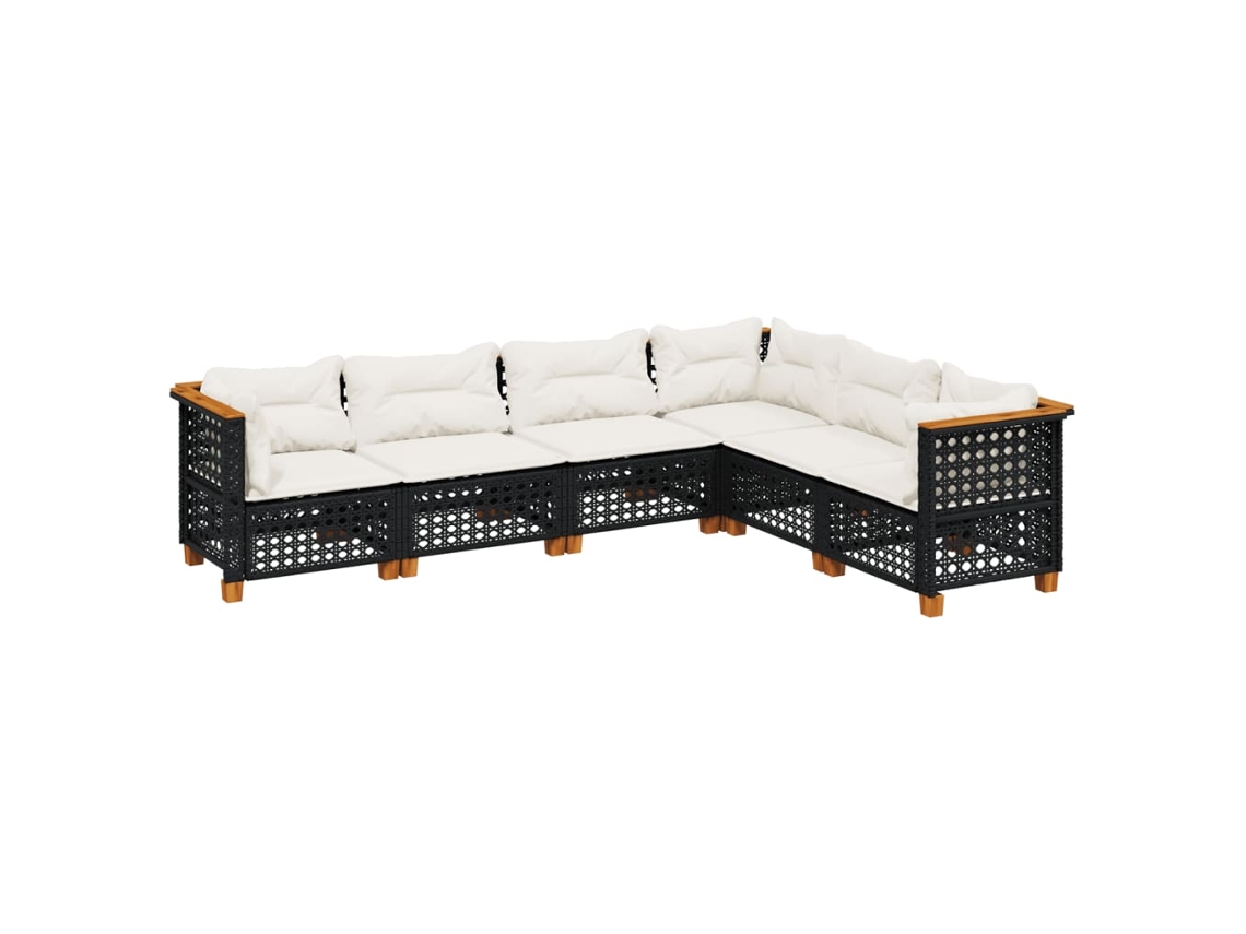 Maison Exclusive - 6 Pcs Conjunto Sofás De Jardim C/ Almofadões Vime Pe Preto