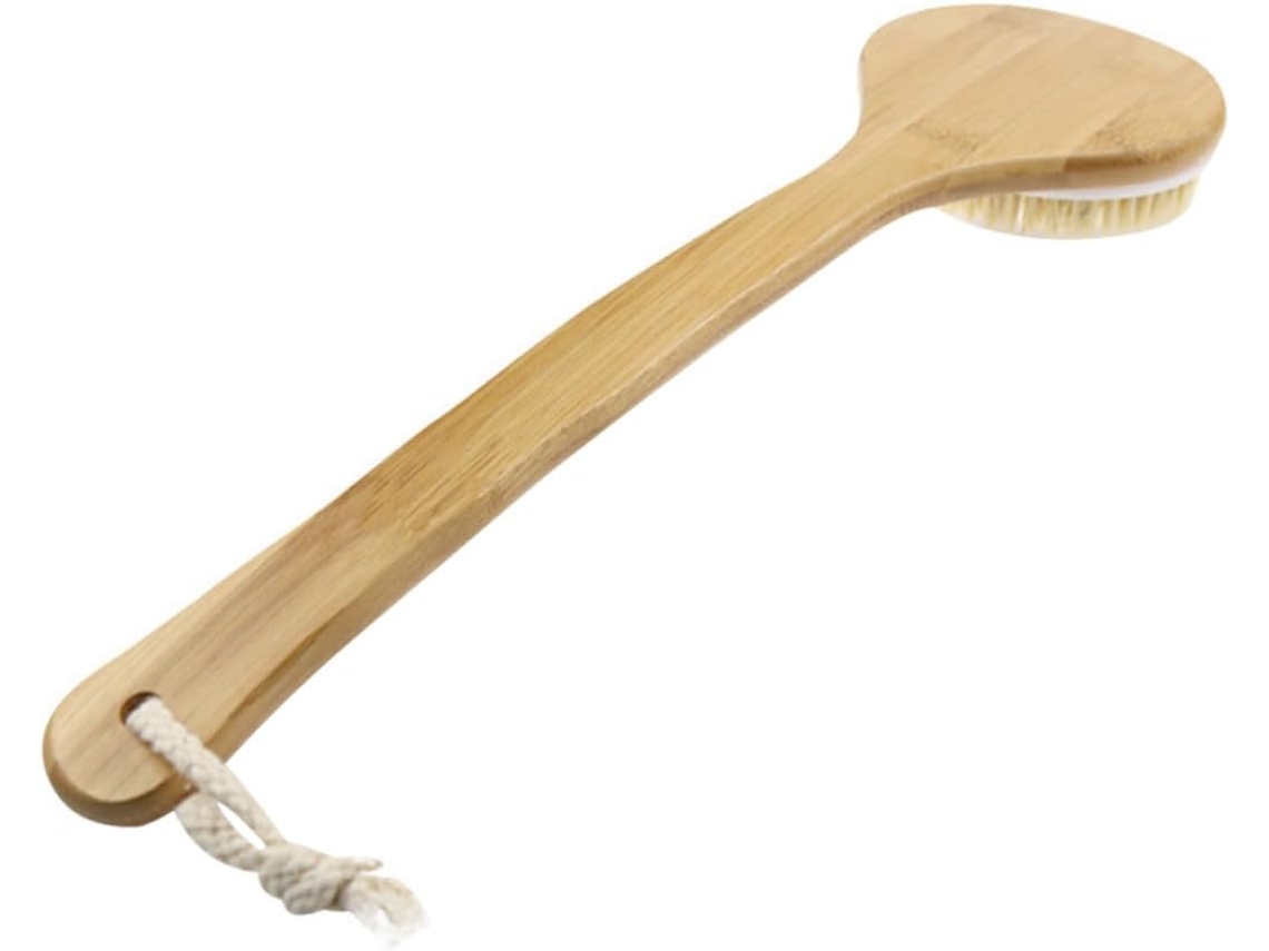Escova De Banho Cerdas Longas Para Massagem Corporal E Nas Costas Com Cabo Bambu, Para Homens E Mulheres