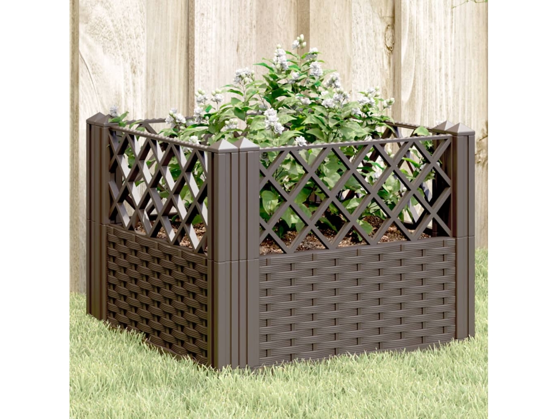 Vidaxl Vaso/floreira De Jardim C/ Estacas 43,5x43,5x43,5cm Pp Castanho