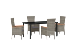 Conjunto 5 De Jantar De Jardim De Vidaxl Com Almofadas De Vime Pe Cinza