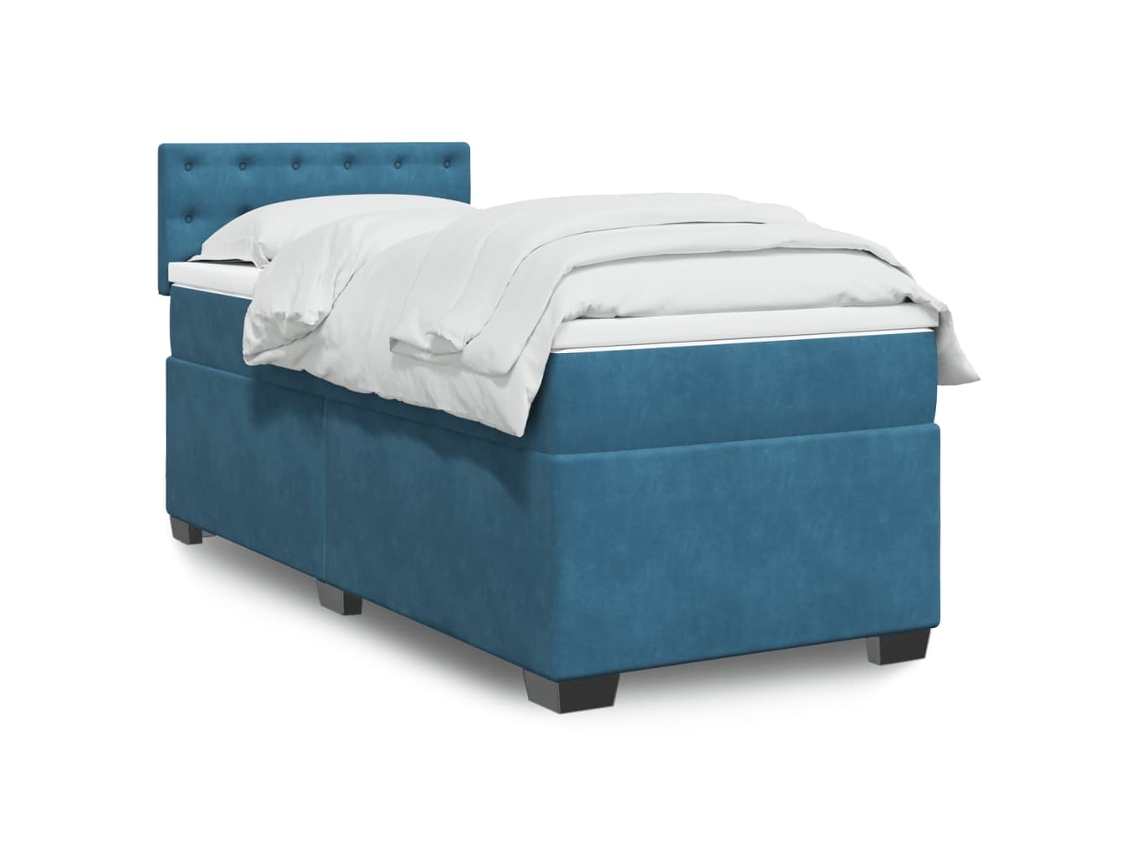 Cama Boxspring Com Colchão 90x200 Cm Veludo Azul
