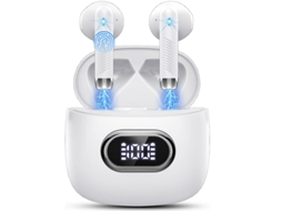 Fones Sem Fio Bluetooth 5.3 com Graves Profundos, IPX8, 60h Reprodução, Display Led Duplo, Preto JIAPEI