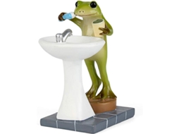 Figura De Rã Para Jardim Mágico E Banho Com Escova De Dentes Pequena Exterior