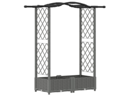 Vidaxl Cama Elevada Com Treliça E Telhado Cinzento-claro Pp