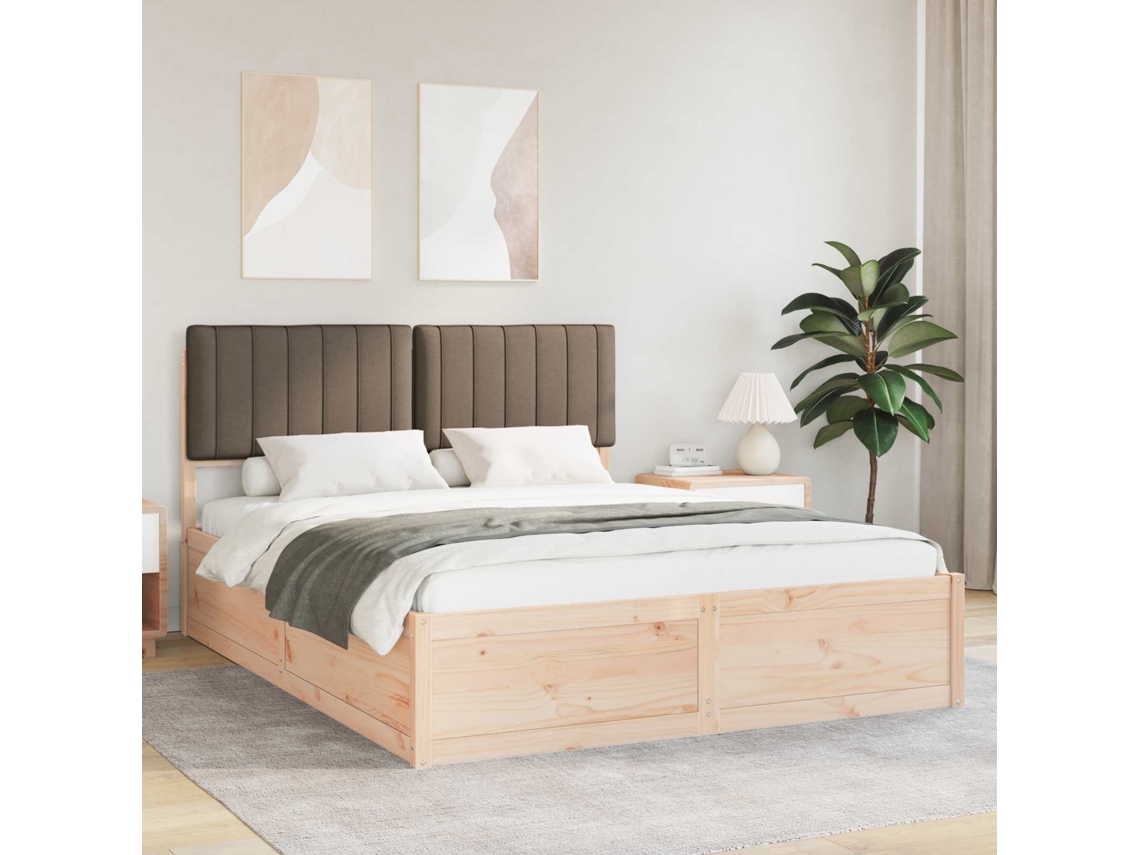 Vidaxl Estrutura de Cama com Cabeceira Estofada Cinzento acastanhado