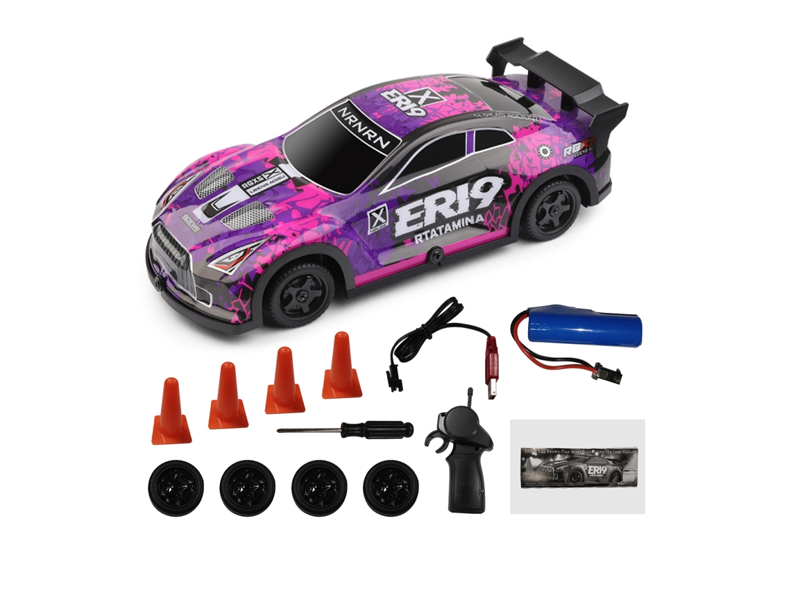Mali carro de Drift Controle Remoto 2.4ghz 1:22 4wd Elétrico Recarregável com Luzes Led para Adultos e Crianças