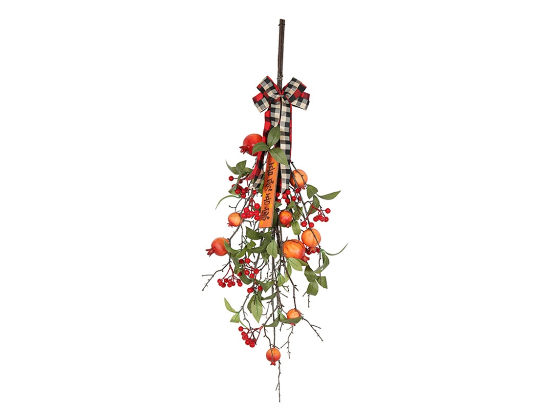 Decoração De Árvore De Natal Com Fruta Vermelha Granada Sem Cartão De Suspensão