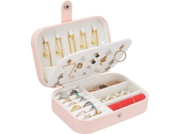 Caja De Joias Portátil Pequeña Para Viagens Com Organização De Anéis, Colares E Pulseiras
