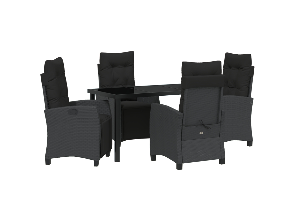 Conjunto 5 De Jantar De Jardim Vidaxl Preto Rattan Poli