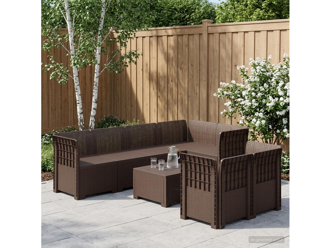 Vidaxl Sofá De Jardim Para 7 Pessoas Com Aparência De Rattan Pp