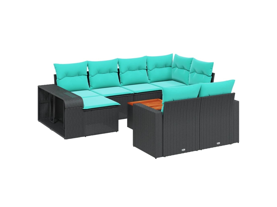 Conjunto de Sofá de Jardim, 11 Peças, Almofadas, Rattan Preto MAISON EXCLUSIVE