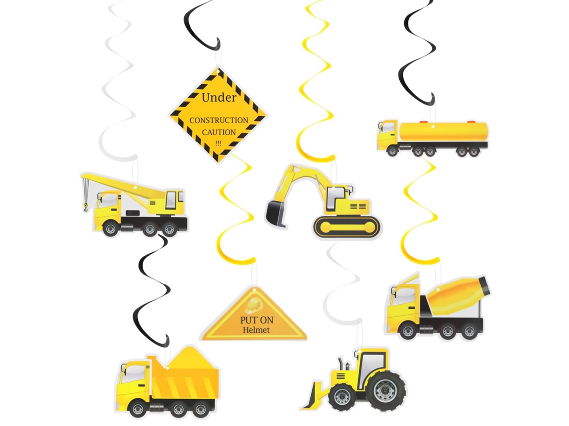 Toyandona 16 Decorações Espirais Para Pendurar Com Tema De Caminhão De Construção, Decorações Giratórias Para