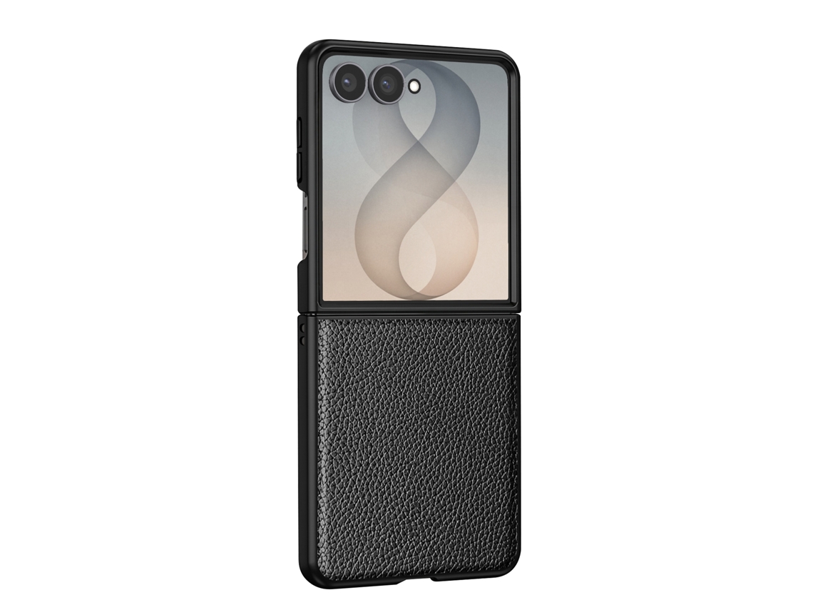 Capa Para Galaxy Z Flip 8 Dobrável Efeito Couro Granulado Câmara Elevada
